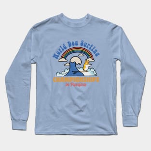 Dog surfing in pacific california Long Sleeve T-Shirt